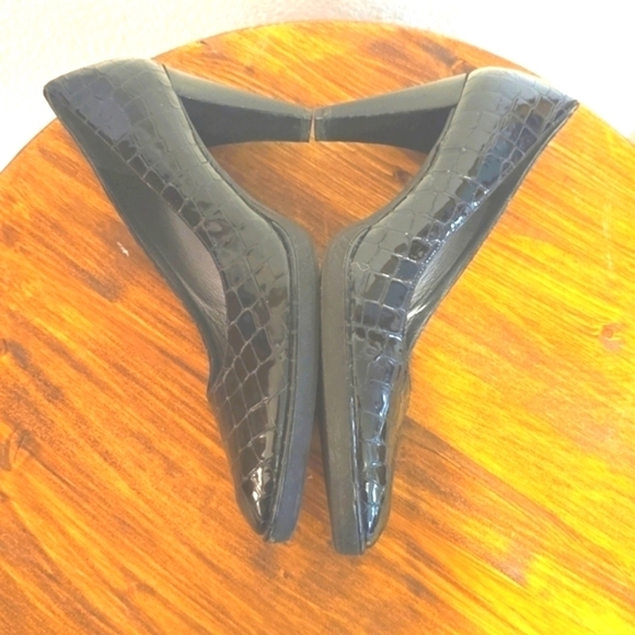 Stuart Weitzman Black Croc Embossed Neutral Luxury High Heels Sz.9 - Picture 7 of 10
